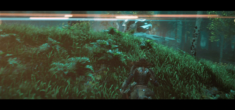 video of aloy from horizon zero dawn kicking dinosaur ass in slow motion
